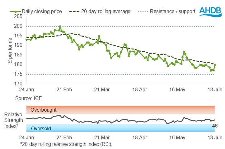 Graph 1 UK feed wheat 16 06 2025